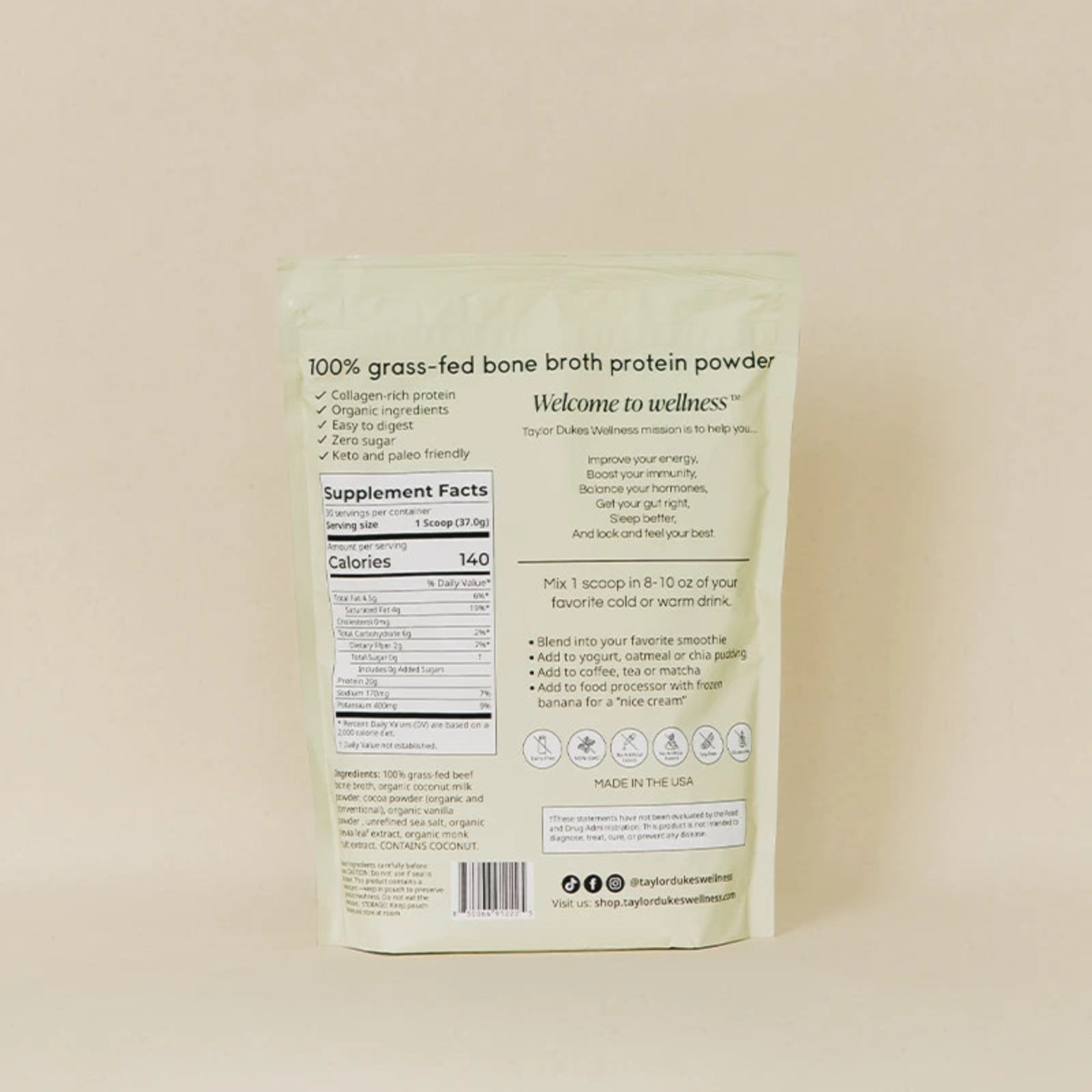 Cookies 'N Cream Bone Broth Protein - Taylor Dukes Wellness