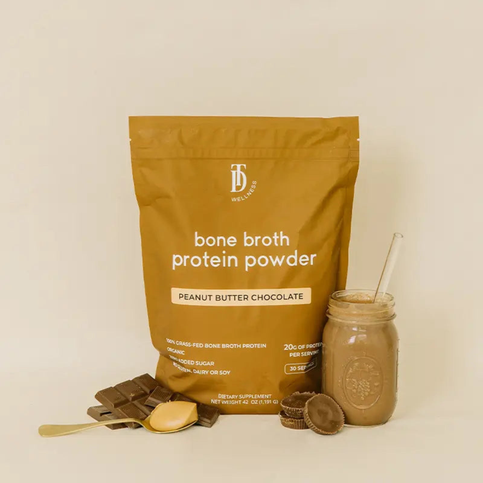 Peanut Butter Chocolate Bone Broth Protein - Taylor Dukes Wellness