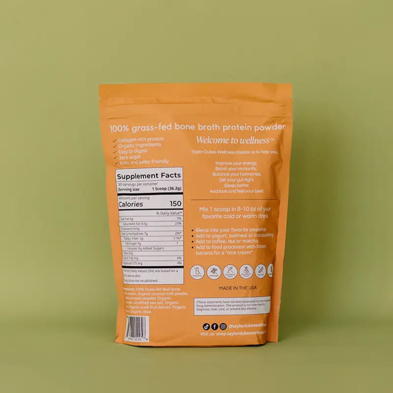 Pumpkin Spice Bone Broth Protein - Taylor Dukes Wellness