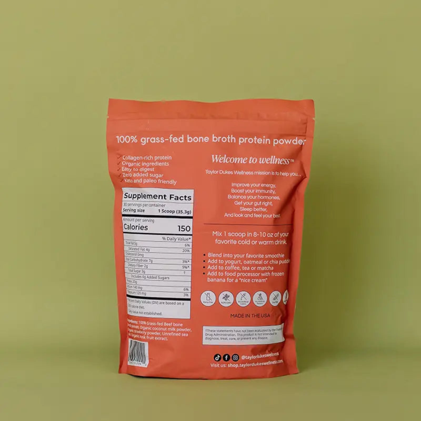 Strawberries & Cream Bone Broth Protein - Taylor Dukes Wellness