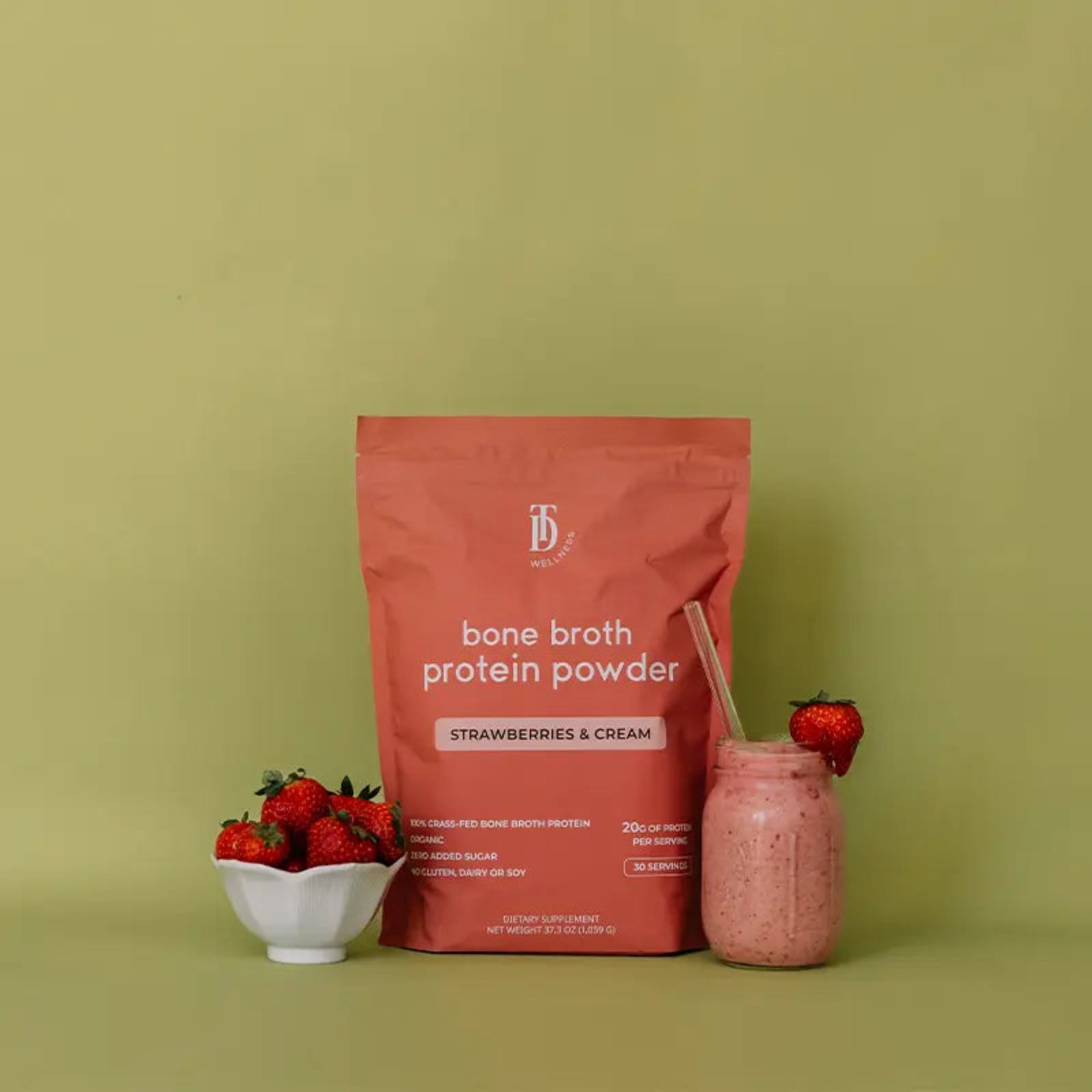 Strawberries & Cream Bone Broth Protein - Taylor Dukes Wellness